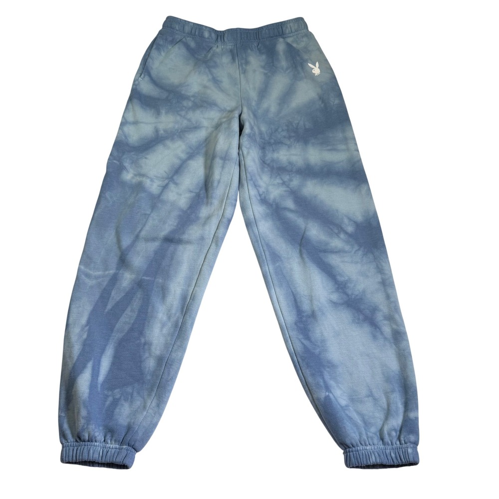 Playboy PacSun Sweatpants Women's Small Blue Tie Dye Fleece Joggers